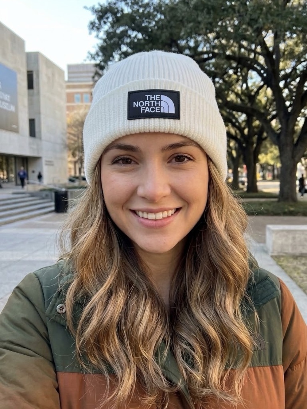 The North Face TNF Logo Box Cuffed Beanie White Knit Beanie NWT